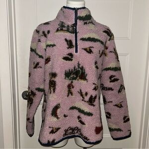 L.L. Bean Pink Patterned Fleece Sweatshirt